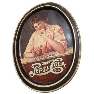 Pepsi-Cola Serving Tray Vintage Advertising Oval Retro Soda Decor